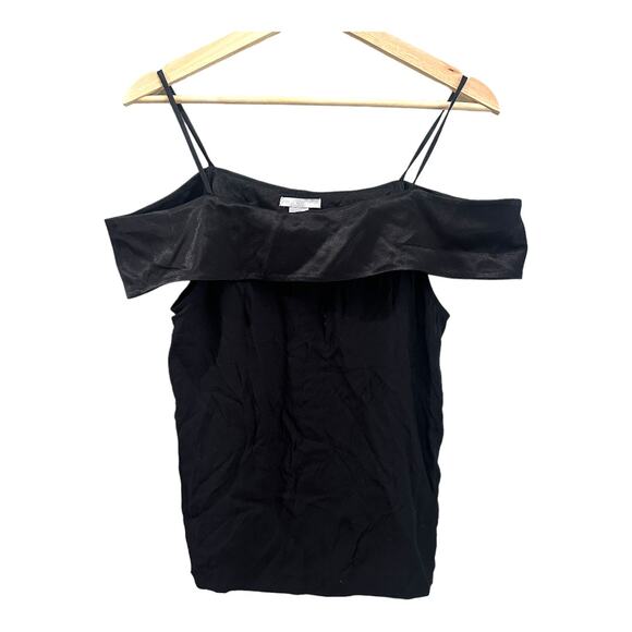 H&M Black Viscose Cold Off Shoulder Dressy Top Shirt Blouse Going Out Size 6 S - Picture 1 of 7